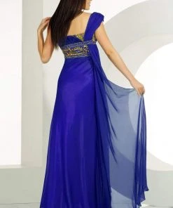 Formal Gowns MNM Couture - 5699 One Shoulder Draped Long Gown
