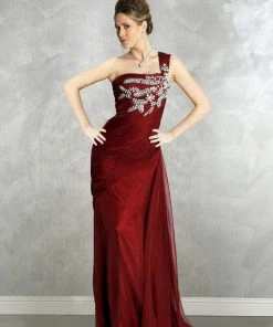 MNM Couture - 5977 Bejeweled One Shoulder Dress