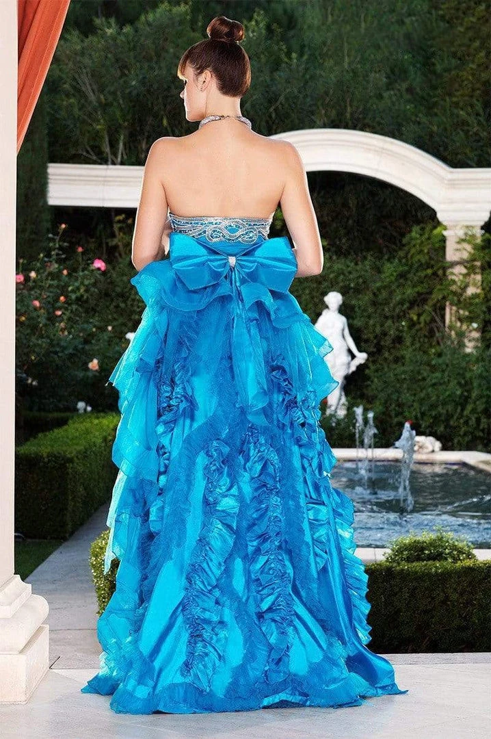 Formal Gowns MNM Couture - 6462 Strapless Minidress With Spectacular Back Drape 5 Formal Gowns MNM Couture - 6462 Strapless Minidress With Spectacular Back Drape