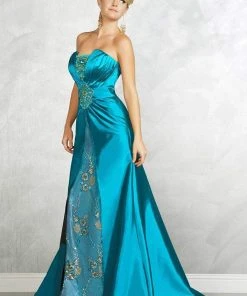 MNM Couture - 6538 Strapless Embellished Taffeta Gown Formal Gowns