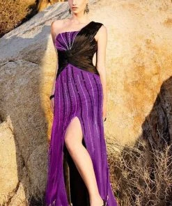 MNM Couture - 6803 Beaded One Shoulder A-line Dress Formal Gowns