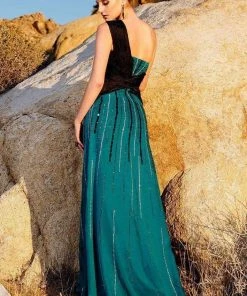 MNM Couture - 6803 Beaded One Shoulder A-line Dress Formal Gowns