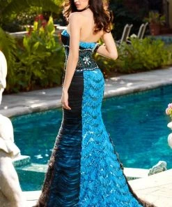Formal Gowns MNM Couture - 7165 Shear Beaded Strapless Mermaid Dress