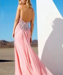 MNM Couture - 7310 Bejeweled Straight Sheath Dress Formal Gowns