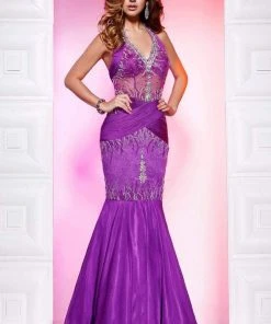 Formal Gowns MNM Couture - 7449 Embellished Halter Mermaid Dress