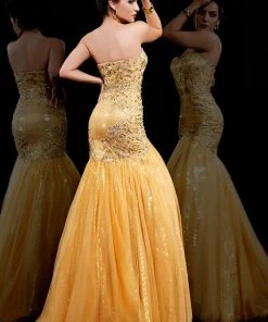 Formal Gowns MNM Couture - 8014 Bejeweled Sweetheart Trumpet Dress