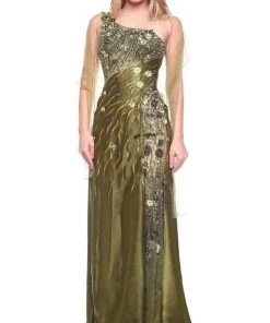 Formal Gowns MNM Couture - 9323 Asymmetric Metallic Evening Gown 8 Formal Gowns MNM Couture - 9323 Asymmetric Metallic Evening Gown