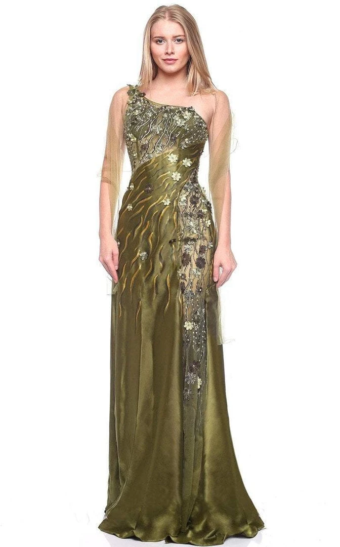 Formal Gowns MNM Couture - 9323 Asymmetric Metallic Evening Gown 5 Formal Gowns MNM Couture - 9323 Asymmetric Metallic Evening Gown