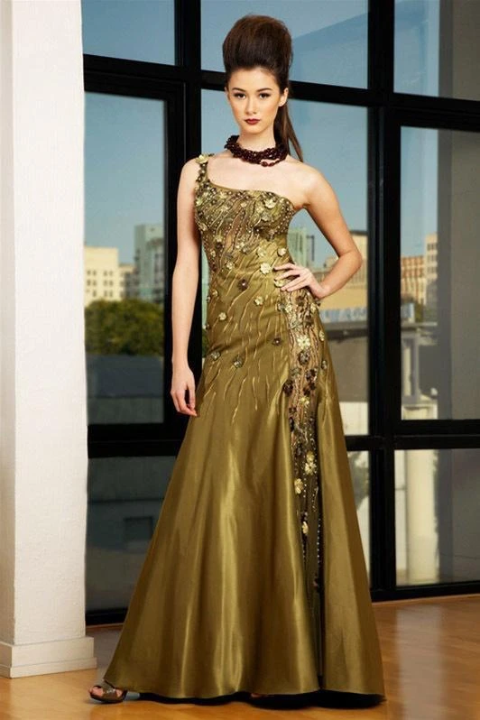 Formal Gowns MNM Couture - 9323 Asymmetric Metallic Evening Gown 3 Formal Gowns MNM Couture - 9323 Asymmetric Metallic Evening Gown