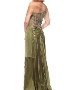 Formal Gowns MNM Couture - 9323 Asymmetric Metallic Evening Gown 9 Formal Gowns MNM Couture - 9323 Asymmetric Metallic Evening Gown