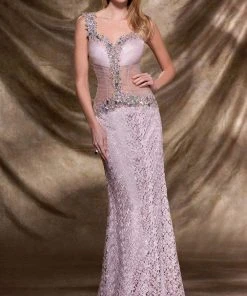Formal Gowns MNM Couture - 9453 Illusion Ornate Lace Gown