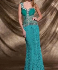 Formal Gowns MNM Couture - 9453 Illusion Ornate Lace Gown