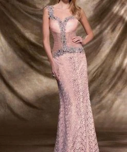 Formal Gowns MNM Couture - 9453 Illusion Ornate Lace Gown