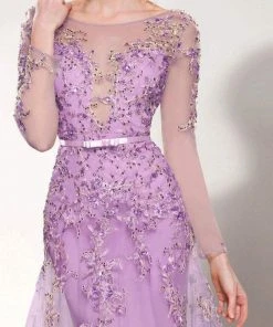 MNM Couture - 9621 Illusion Bateau Neck A-Line Dress 12 MNM Couture - 9621 Illusion Bateau Neck A-Line Dress