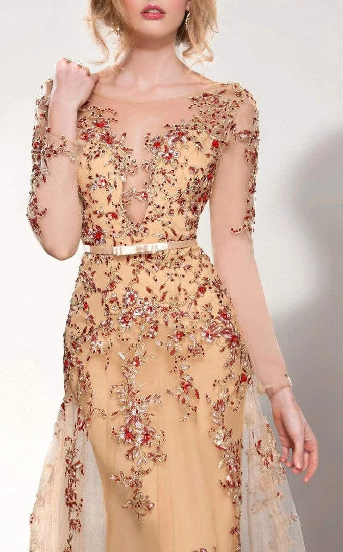 MNM Couture - 9621 Illusion Bateau Neck A-Line Dress 8 MNM Couture - 9621 Illusion Bateau Neck A-Line Dress