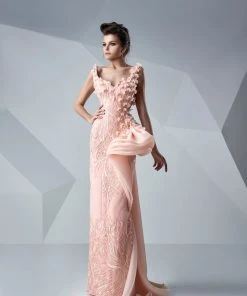 MNM Couture - Embroidered Petals Sheath Gown G0654