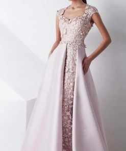 MNM Couture - Floral Motifs Lace Evening Gown G0768 Formal Gowns