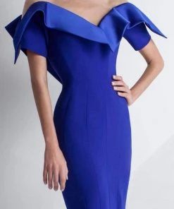 Formal Gowns MNM Couture - G0782 Folded Off-Shoulder Mermaid Gown - 1 Pc Coral In Size 6 Available