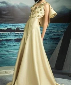 Formal Gowns MNM Couture - G0825 Illusion Plunging Gown With Ruffled Cape 7 Formal Gowns MNM Couture - G0825 Illusion Plunging Gown With Ruffled Cape