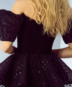 MNM Couture - G0877 Sequined Off-Shoulder Peplum Mermaid Gown