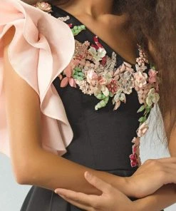 MNM Couture - G0889 Floral And Stone Embellished A-line Gown 5 MNM Couture - G0889 Floral And Stone Embellished A-line Gown