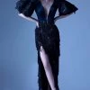 Formal Gowns MNM Couture - G0937 Sheer Fringed Evening Gown With Slit 1 Formal Gowns MNM Couture - G0937 Sheer Fringed Evening Gown With Slit