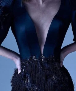 Formal Gowns MNM Couture - G0937 Sheer Fringed Evening Gown With Slit 7 Formal Gowns MNM Couture - G0937 Sheer Fringed Evening Gown With Slit