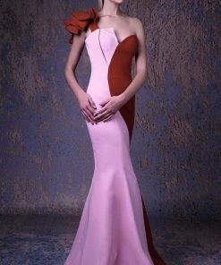 Formal Gowns MNM COUTURE - G1041 Two Tone One Shoulder Mermaid Dress