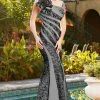 Formal Gowns MNM Couture - JD005 Embellished Square Neck Sheath Dress