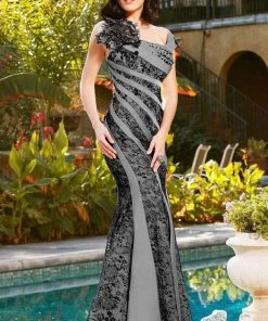 Formal Gowns MNM Couture - JD005 Embellished Square Neck Sheath Dress