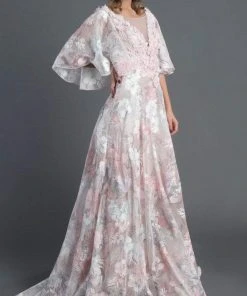 Formal Gowns MNM Couture - K3522 Floral Applique Illusion Bateau Ballgown 8 Formal Gowns MNM Couture - K3522 Floral Applique Illusion Bateau Ballgown