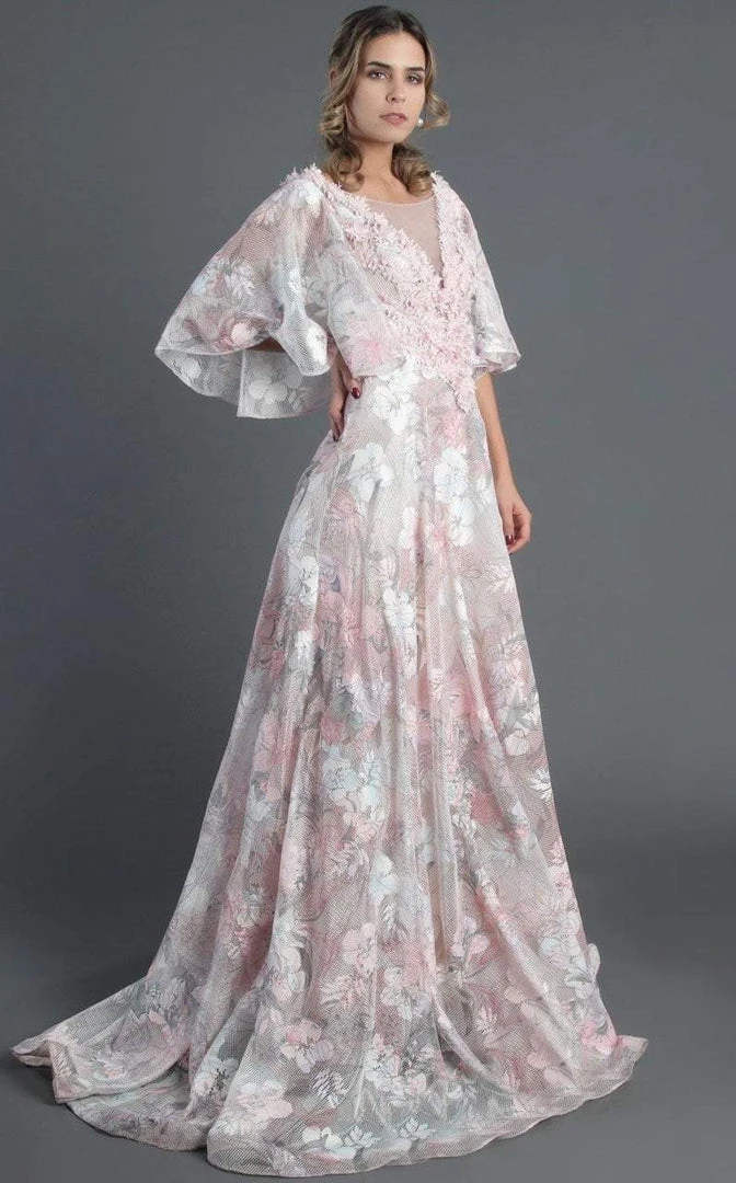 Formal Gowns MNM Couture - K3522 Floral Applique Illusion Bateau Ballgown 5 Formal Gowns MNM Couture - K3522 Floral Applique Illusion Bateau Ballgown