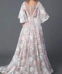 Formal Gowns MNM Couture - K3522 Floral Applique Illusion Bateau Ballgown