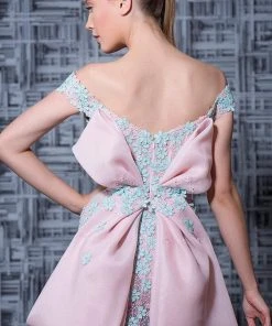 MNM Couture - K3585 Floral Applique Sheath Dress With Bow Accent 6 MNM Couture - K3585 Floral Applique Sheath Dress With Bow Accent