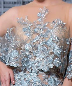 MNM Couture - K3598 Embroidered Caped Illusion Evening Gown Formal Gowns