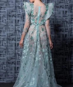 MNM Couture - K3602 Long Sleeved Sheer Embellished Gown Formal Gowns 6 MNM Couture - K3602 Long Sleeved Sheer Embellished Gown Formal Gowns