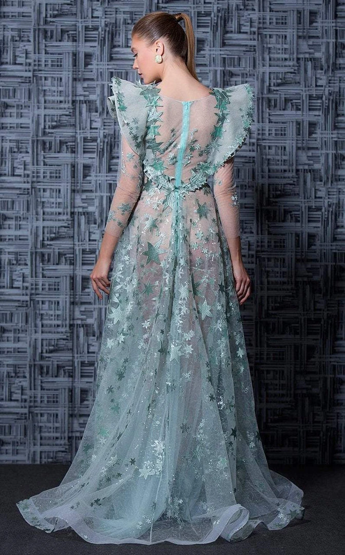 MNM Couture - K3602 Long Sleeved Sheer Embellished Gown Formal Gowns 4 MNM Couture - K3602 Long Sleeved Sheer Embellished Gown Formal Gowns