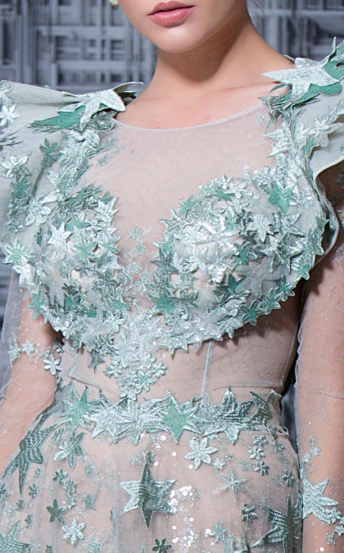 MNM Couture - K3602 Long Sleeved Sheer Embellished Gown Formal Gowns 5 MNM Couture - K3602 Long Sleeved Sheer Embellished Gown Formal Gowns