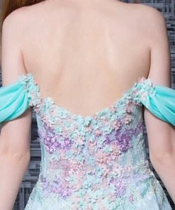 MNM COUTURE - K3605 Floral Lace Off-Shoulder A-Line Dress