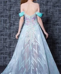 MNM COUTURE - K3605 Floral Lace Off-Shoulder A-Line Dress