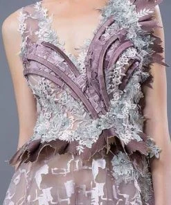 MNM COUTURE - K3649 Embellished V-neck A-line Dress 7 MNM COUTURE - K3649 Embellished V-neck A-line Dress