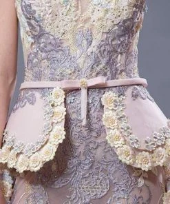 Formal Gowns MNM COUTURE - K3650 Floral Embroidered Bateau Dress With Overskirt 7 Formal Gowns MNM COUTURE - K3650 Floral Embroidered Bateau Dress With Overskirt