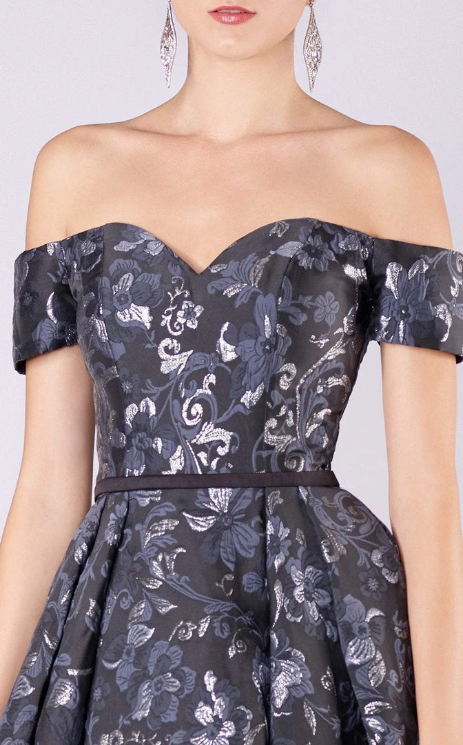 Formal Gowns MNM COUTURE - M0047 Off-shoulder Jacquard Pleated Ballgown 4 Formal Gowns MNM COUTURE - M0047 Off-shoulder Jacquard Pleated Ballgown