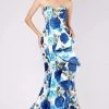 MNM COUTURE - M0055 Strapless Floral Cascading Paneled Mermaid Gown