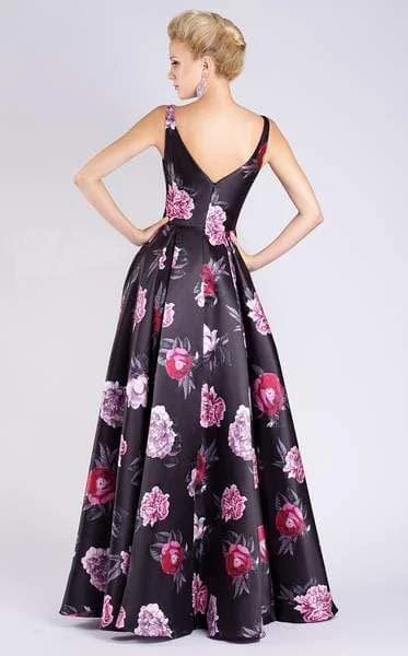 MNM COUTURE - M0063 Plunging Blossom Printed High Slit Gown 4 MNM COUTURE - M0063 Plunging Blossom Printed High Slit Gown