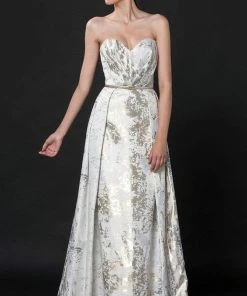 Formal Gowns MNM Couture - N0037 Strapless Metallic Evening Gown