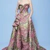 Prom Dresses MNM Couture - N0231 Folded Strapless Sweetheart Metallic Floral Gown 2 Prom Dresses MNM Couture - N0231 Folded Strapless Sweetheart Metallic Floral Gown