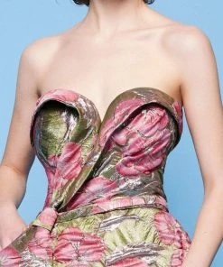 Prom Dresses MNM Couture - N0231 Folded Strapless Sweetheart Metallic Floral Gown 7 Prom Dresses MNM Couture - N0231 Folded Strapless Sweetheart Metallic Floral Gown