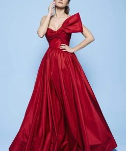 Formal Gowns MNM Couture - N0258 Strapless Asymmetric Neck Ballgown