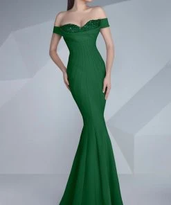 MNM Couture - Ornate Off-Shoulder Mermaid Gown G0592 Formal Gowns